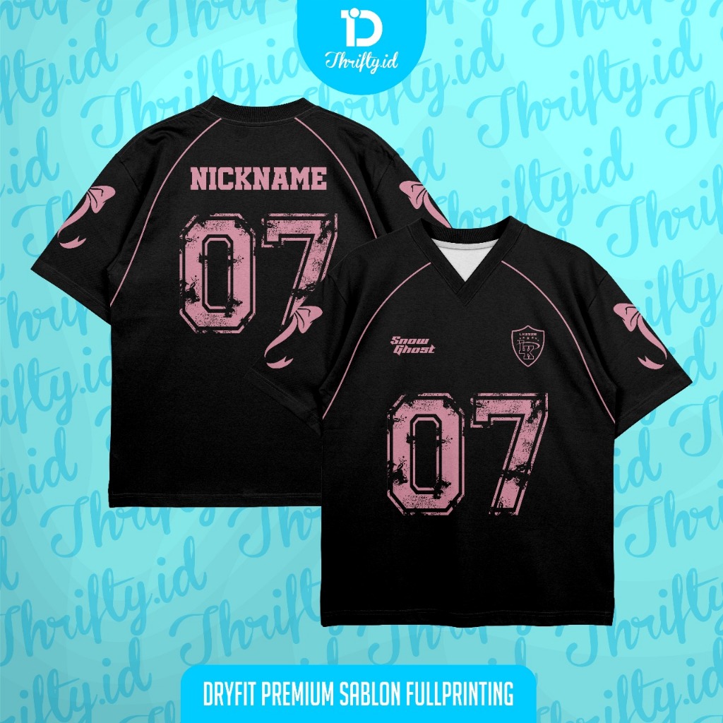 Jersey Baju Wanita/Pria SNOW GHOST Hitam Pink Custom Zumba, Volly, Badminton, Tennis, Futsal GRATIS 
