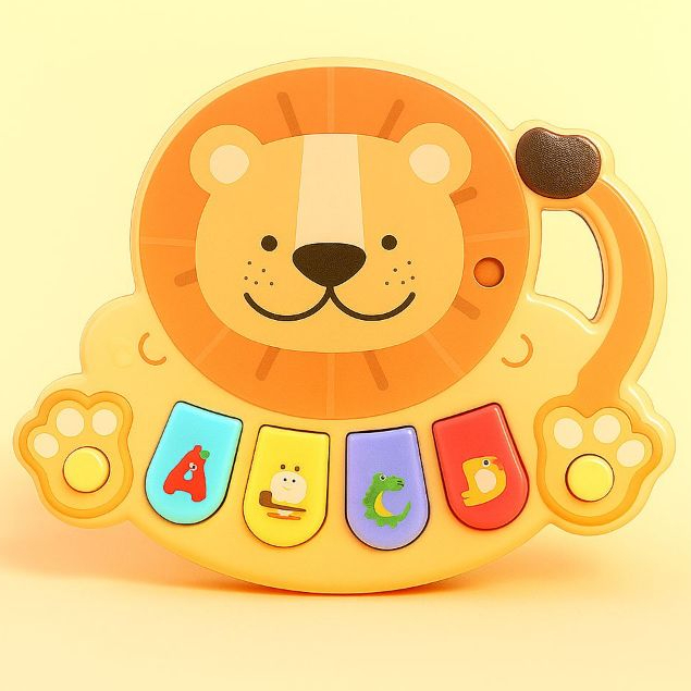 Mainan Anak Bayi Mainan Edukasi Piano Mini Gambar Singa Musik dan Lampu