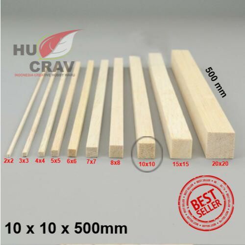 

Balsa Stik 10x10x500mm Panjang 50cm Balsa Tick Kayu Maket / Kayu Balsa Stick