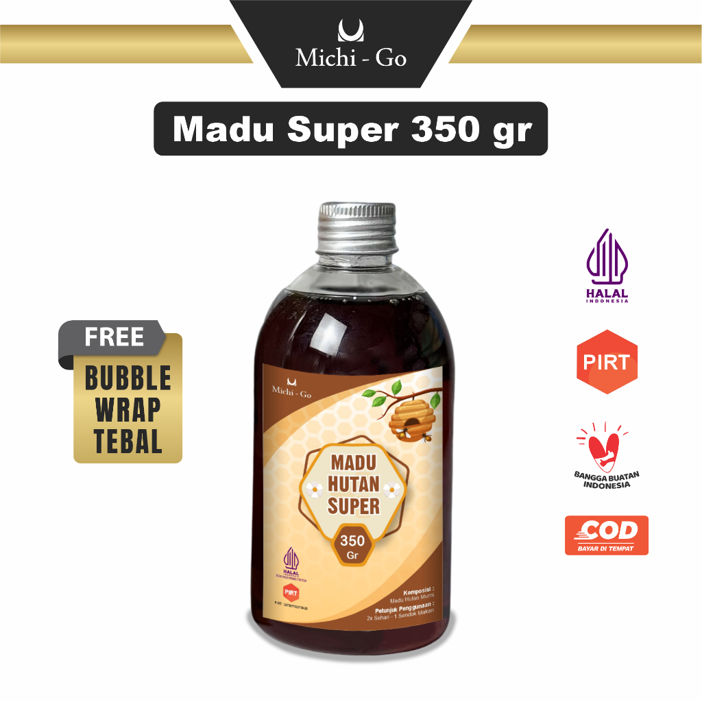 

MICHIGO Madu Murni Super Madu Asli 350 Gram - Madu Hutan Murni Asli Untuk Detox