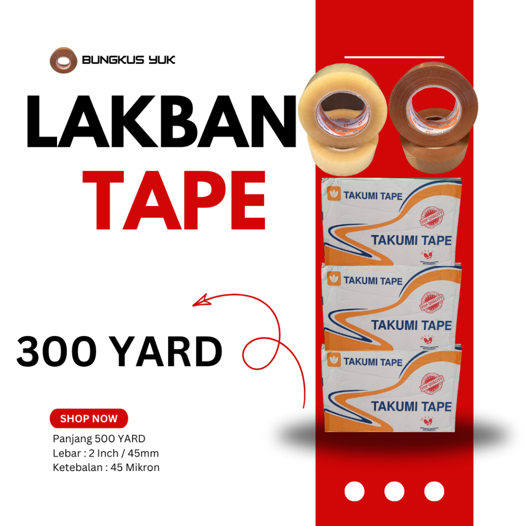 

LAKBAN TAKUMI 300YARD 2INCH 45mm 45mc BENING COKLAT TEBAL (1 DUS)