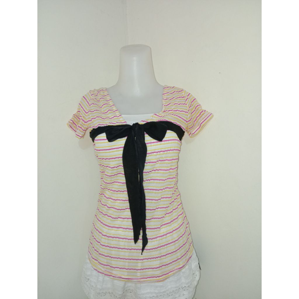 blouse mori kei with ribbon