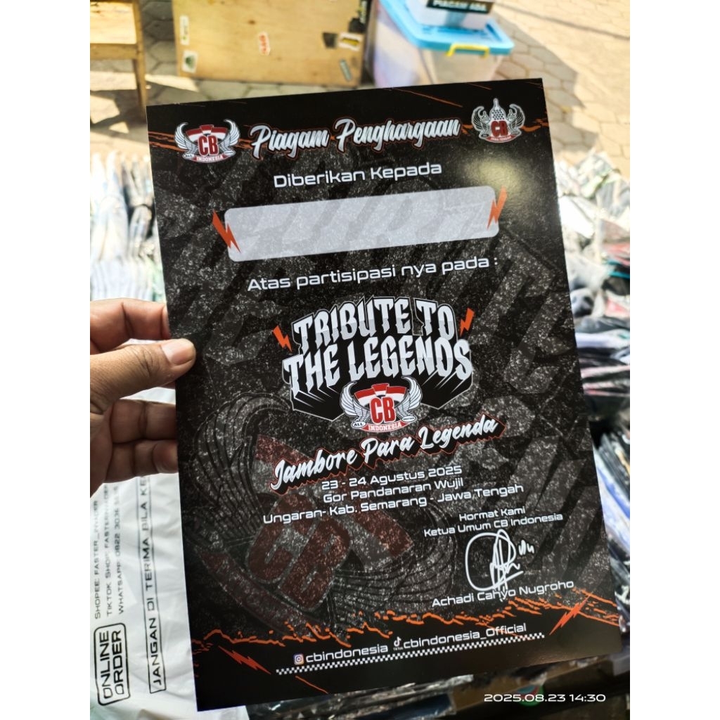 

piagam sertifikat acara CB