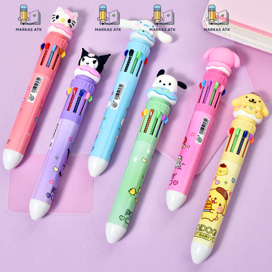 

Pulpen 10 Warna Sanrio Karakter Kuromi My Melody Cinnamoroll 10 in 1 Cetek Pena Bolpen Lucu Aesthetic Untuk Jurnal Gambar ATK Sekolah Kado Anak Murah COD