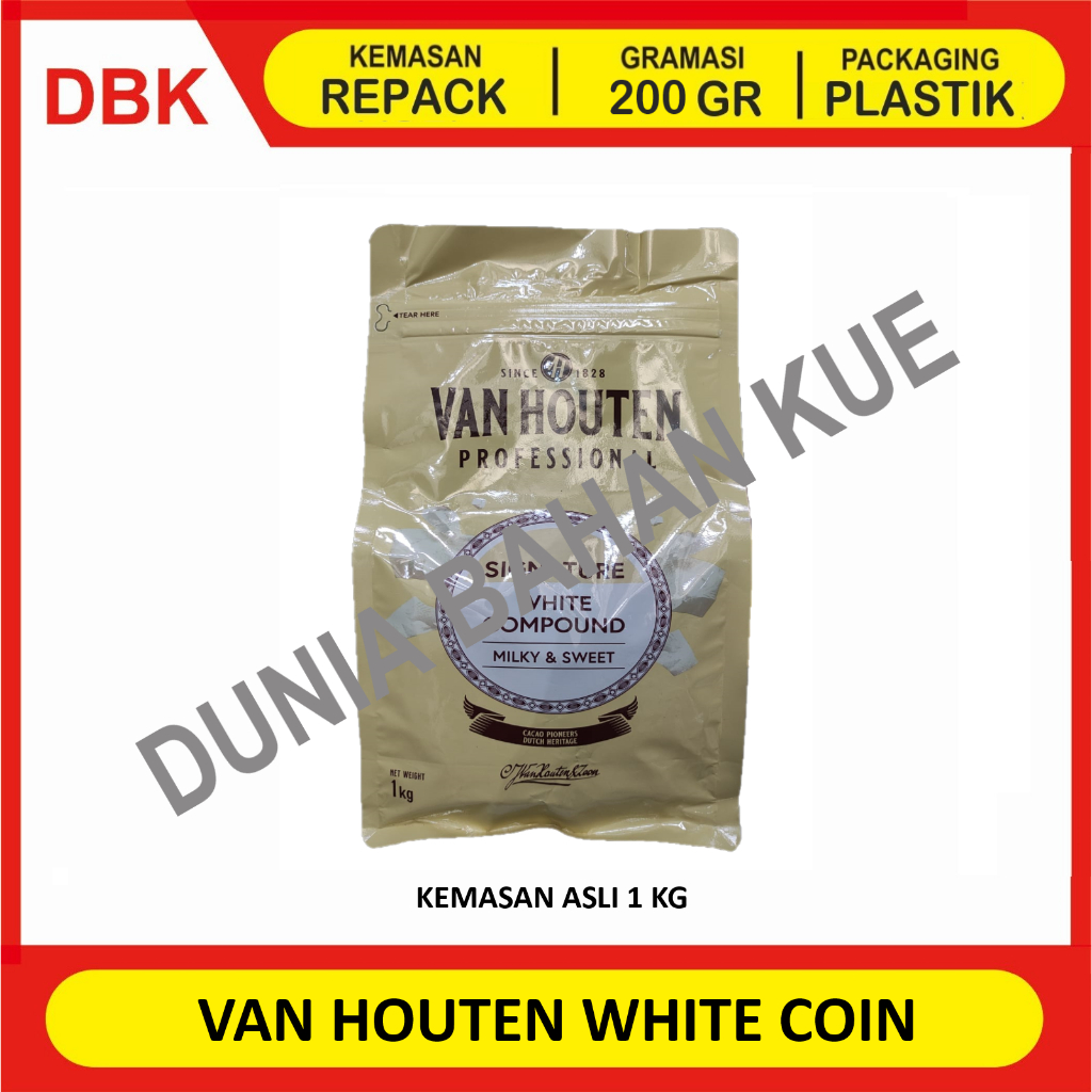 

VAN HOUTEN WHITE COIN CHOCOLATE INTENSE BUTTON - REPACK 200 GR / COKELAT COKLAT PUTIH KOIN