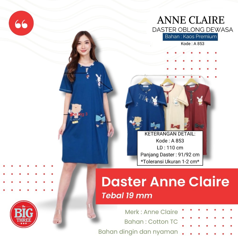 TBTHOME | ANNE CLAIRE - Daster Lengan Pendek Dewasa ALLSIZE Baby Doll Baju Tdur Bahan Kaos Katun