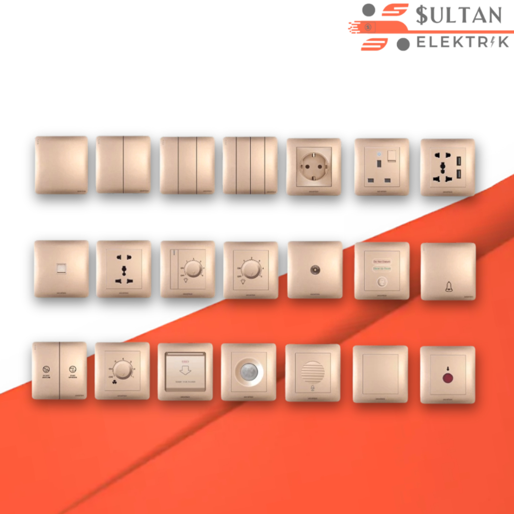 Architech Elegante Gold V20 Architech /Stop Kontak / Sakelar / Cetekan Saklar Rumah Gabungan saklar 
