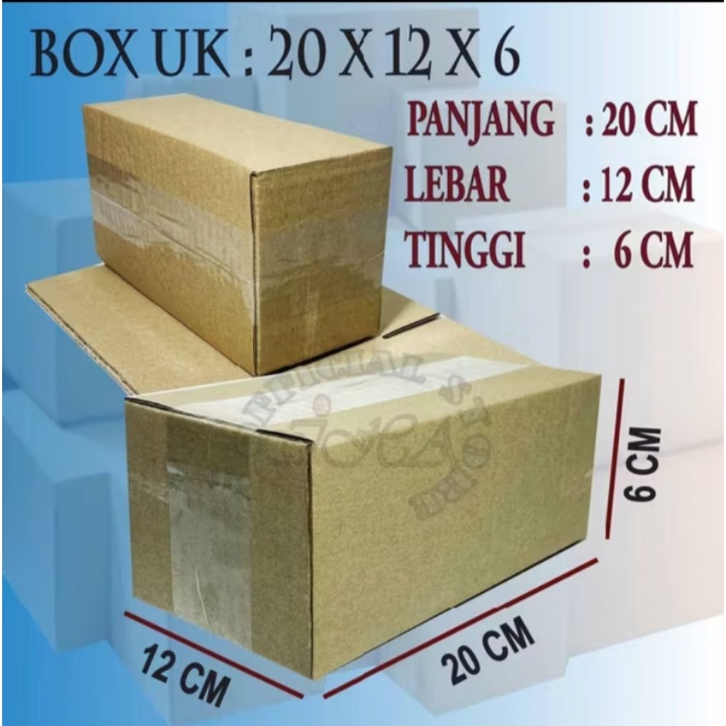 

Kardus ukuran 20×12×6 cm, Box packing paket online