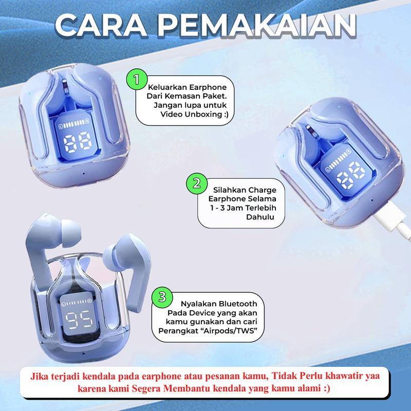 BIG PROMO HEADSET BLUETOOTH TWS AIR31 TWS AIR31 ULTRAPODS A31 WIRELESS LED DISPLAY TRANSPARAN HIFI