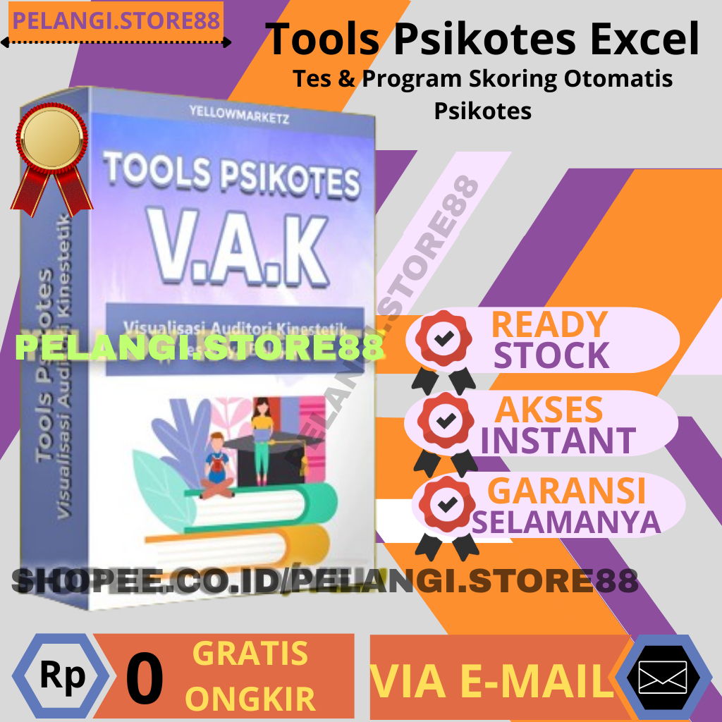 TOOLS PSIKOTES VAK - Alat Tes Psikologi Visual Auditory Kinesthetic - Pengukur Gaya Belajar