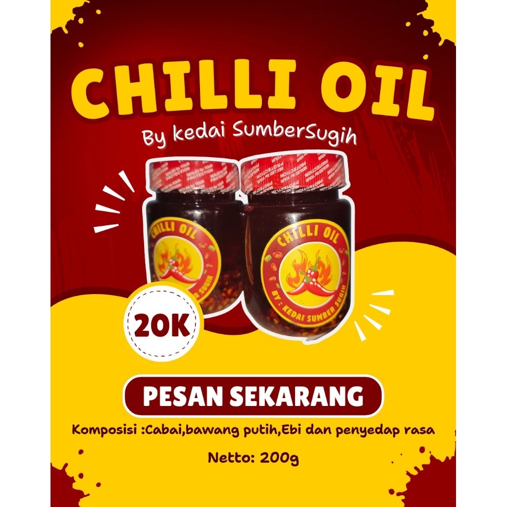 

Chilli oil pedas nagih by kedai SumberSugih ebi pedas nikmat nett 200gr