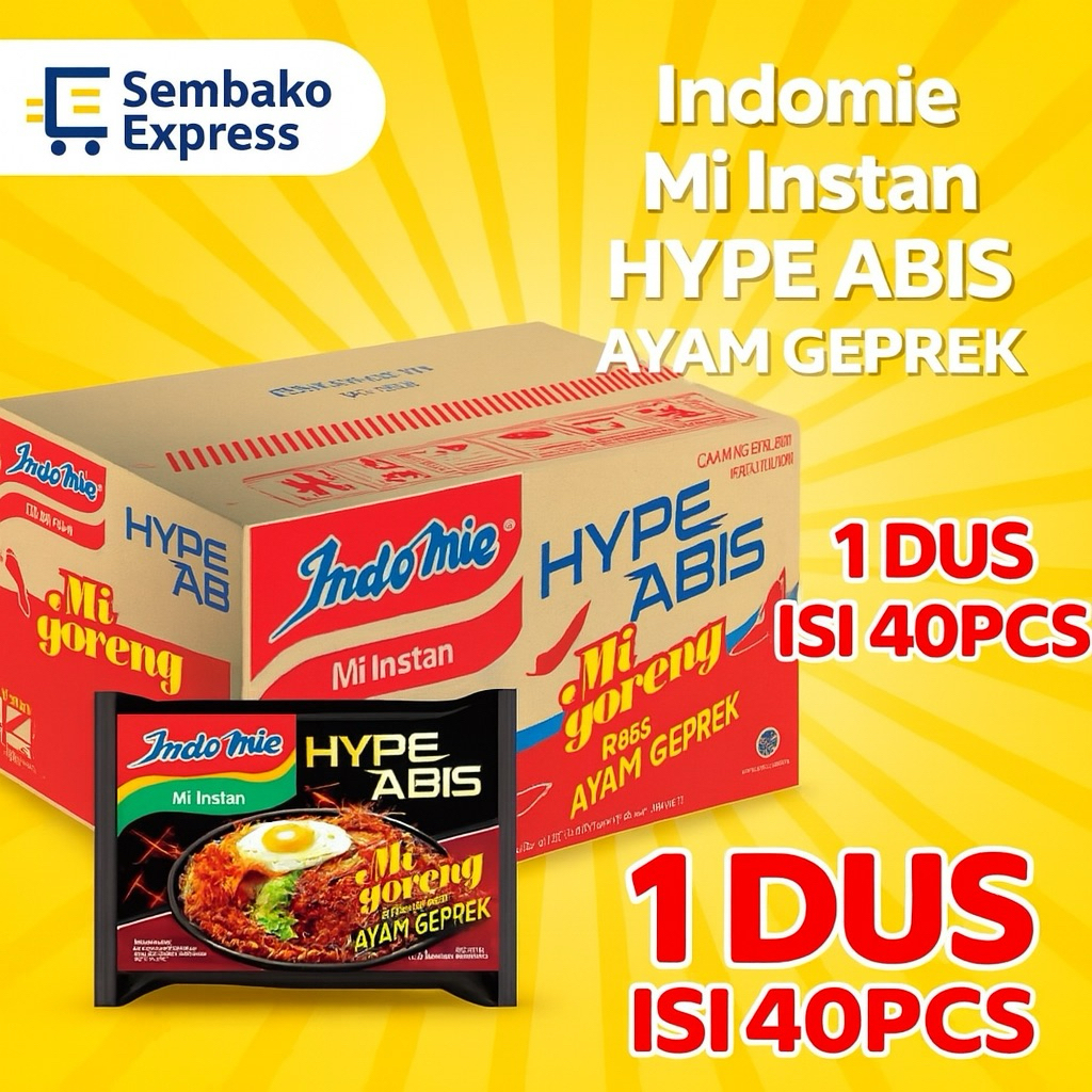 

Indomie Hype Abis Ayam Geprek – 1 Dus (Isi 40 Bungkus) Mi Goreng Pedas Mantap