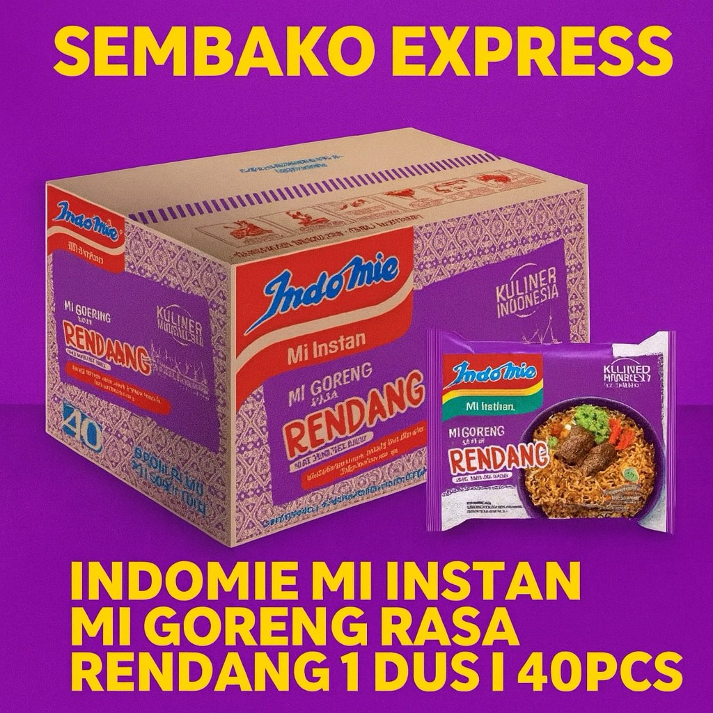 

Indomie Mi Goreng Rendang - 1 Dus (40 Bungkus) | Kuliner Indonesia Asli