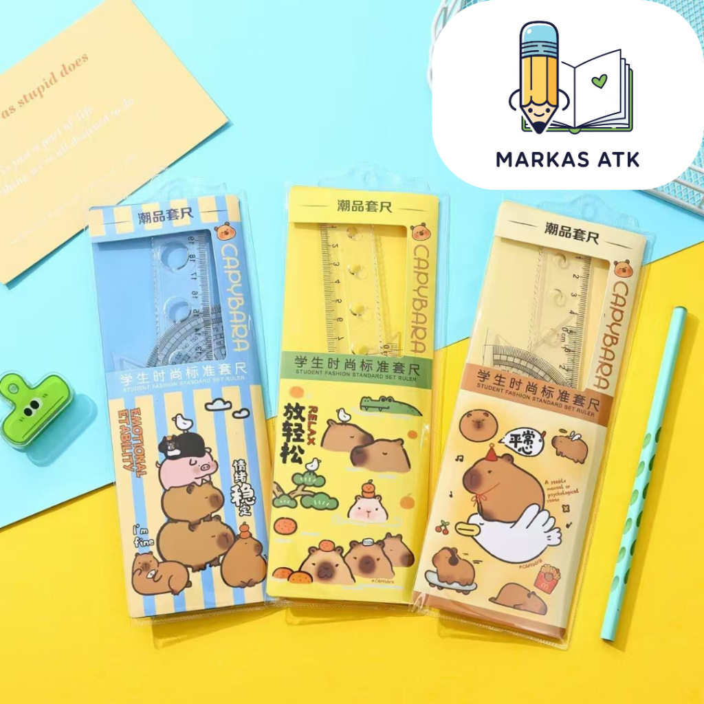 

Paket Penggaris Sekolah Karakter Capybara Viral Lucu Set 4 Pcs Penggaris Segitiga dan Busur Derajat ATK Siswa SD Perlengkapan Belajar Hadiah Anak Murah COD