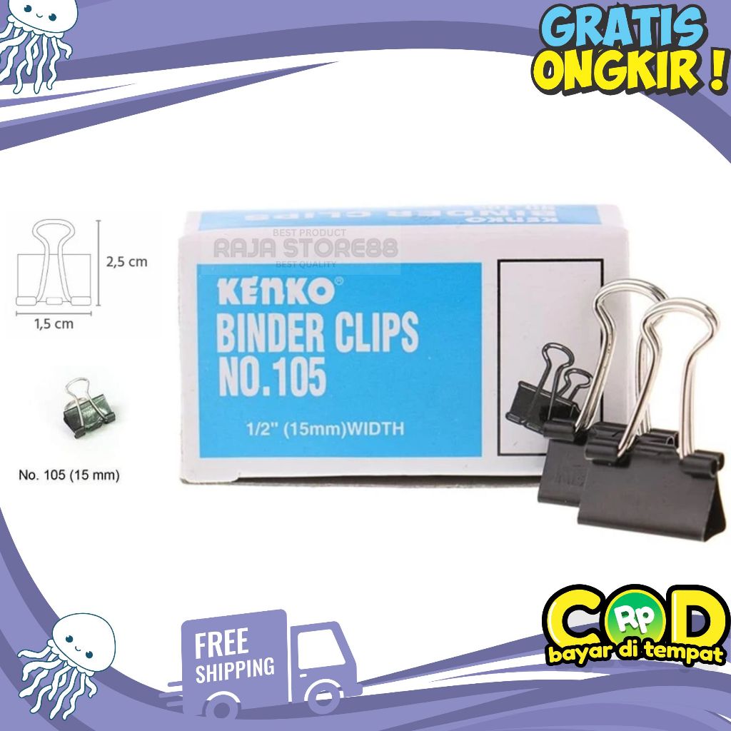 

Binder Clip Joyko / Penjepit Kertas no 105 (1 box 12 pack)