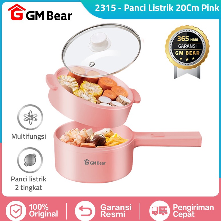 Baru GM Bear Panci Listrik Serbaguna 2L P257 Panci Elektrik  Kompor Listrik Panci Penggorengan Listr