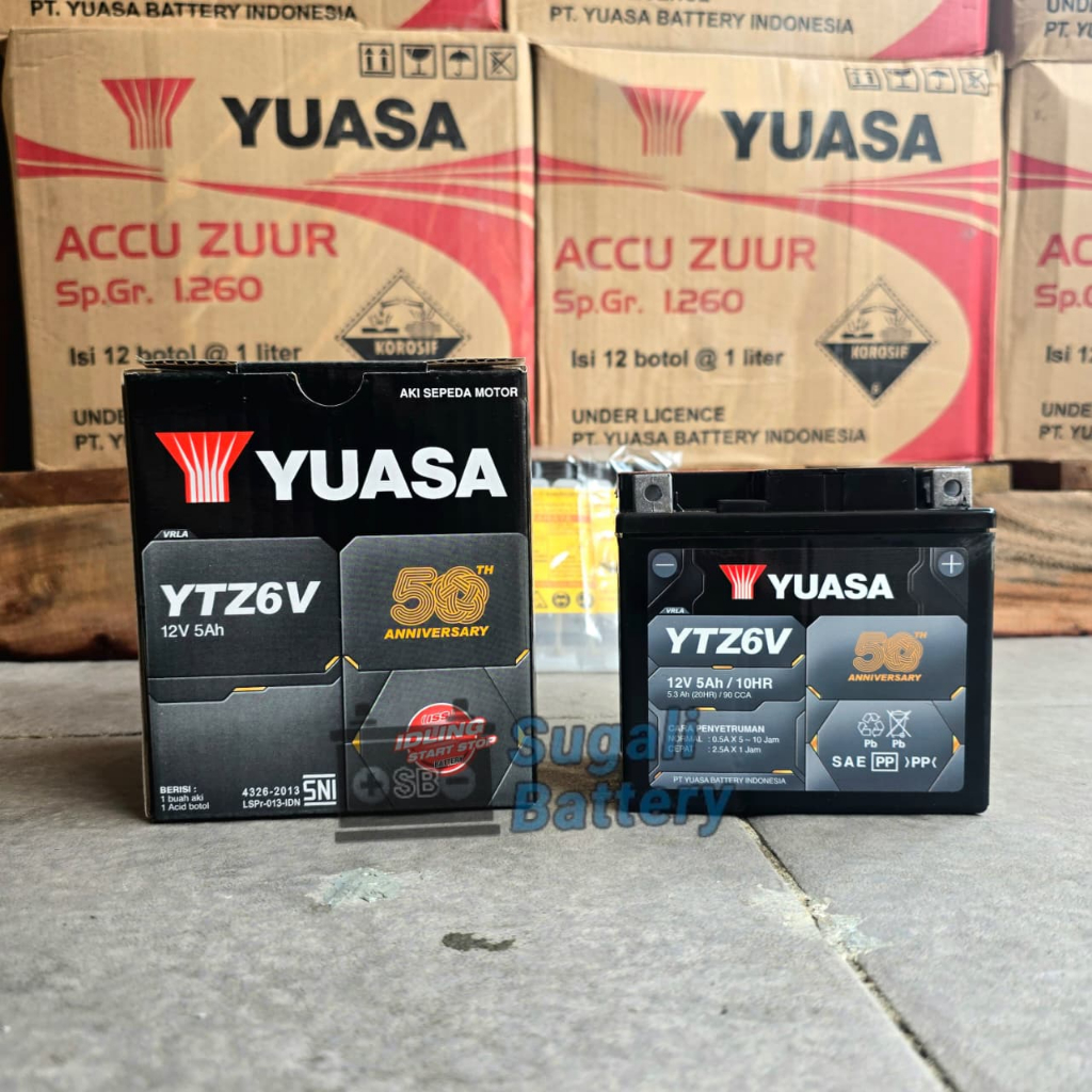 Aki Motor YUASA YTZ6V GTZ6V MTZ6S MF Aki Kering 12v 5.3Ah ORIGINAL