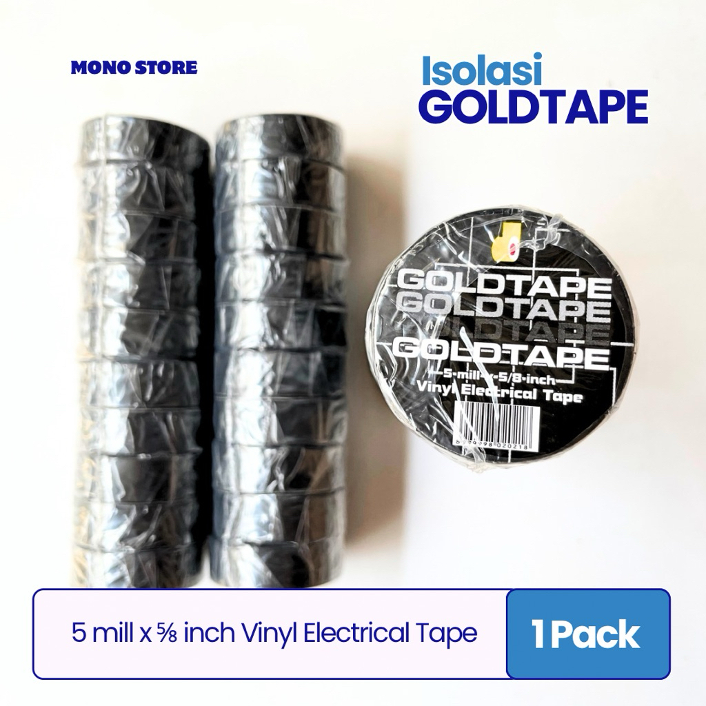 

[1 Pack (12Pcs)] Isolasi GoldTape Hitam 5 mill x ⅝ inch Vinyl Electrical Tape / Isolasi Hitam Untuk Kebutuhan Sehari-hari