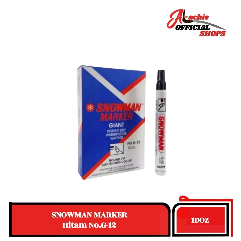 

Snowman Permanent Marker Black No.G-12 Giant Instant Dry Waterproof Writing 1Doz