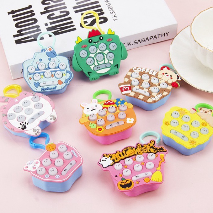 Disc Mainan Gantungan Kunci Anak Game Pop it elektrik mini pop push Games Fidget Bubble Console Chil