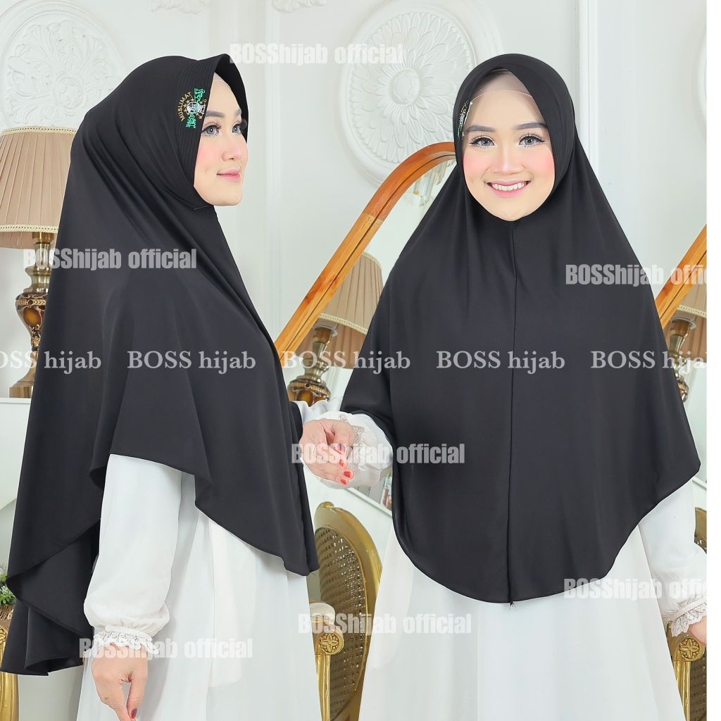 hijab instan muslimat jumbo warna hitam size XL/ kerudung muslimat jumbo/ jilbab instan muslimat/ mu
