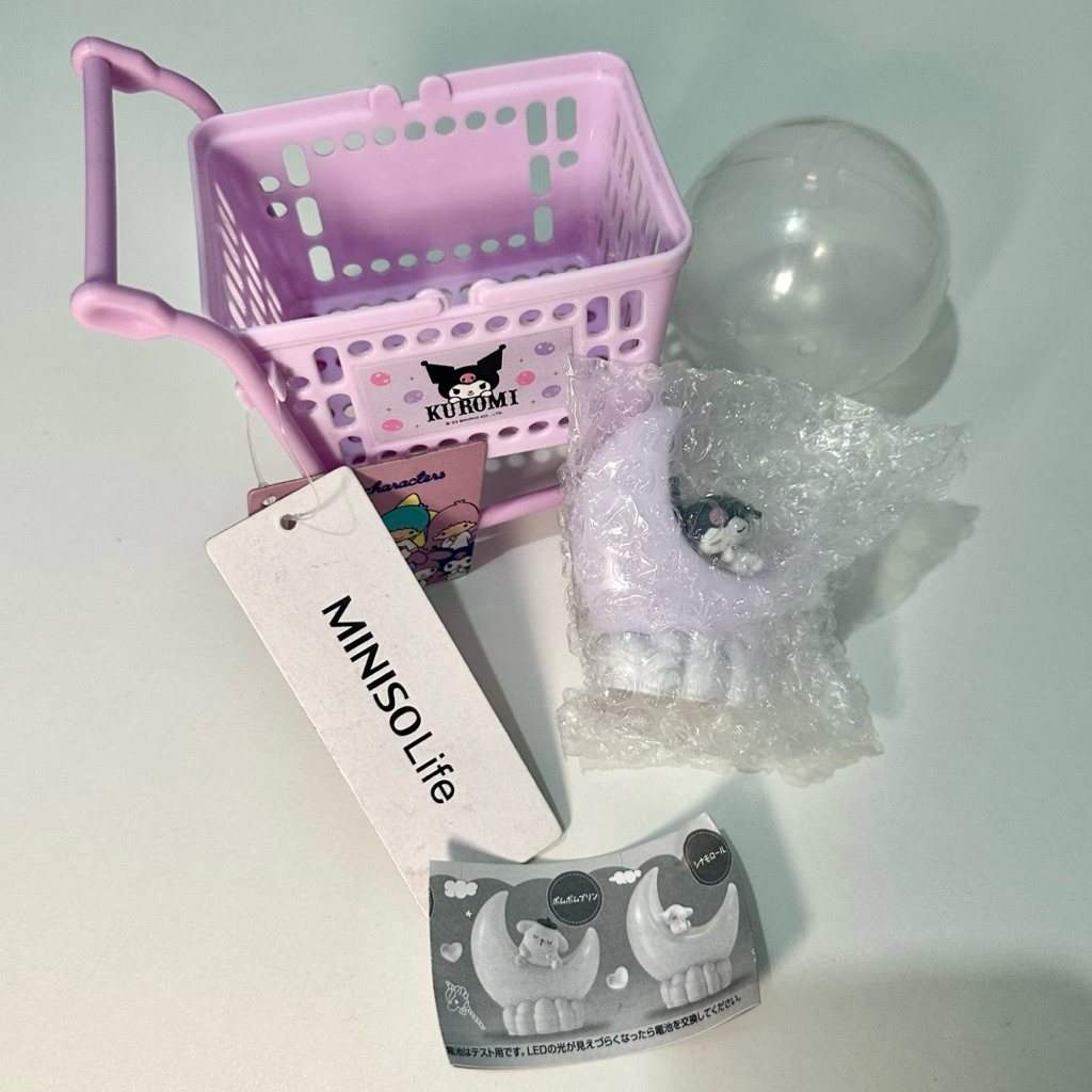 Kuromi Mini Shopping Cart Trolley, Mini Lamp Gashapon