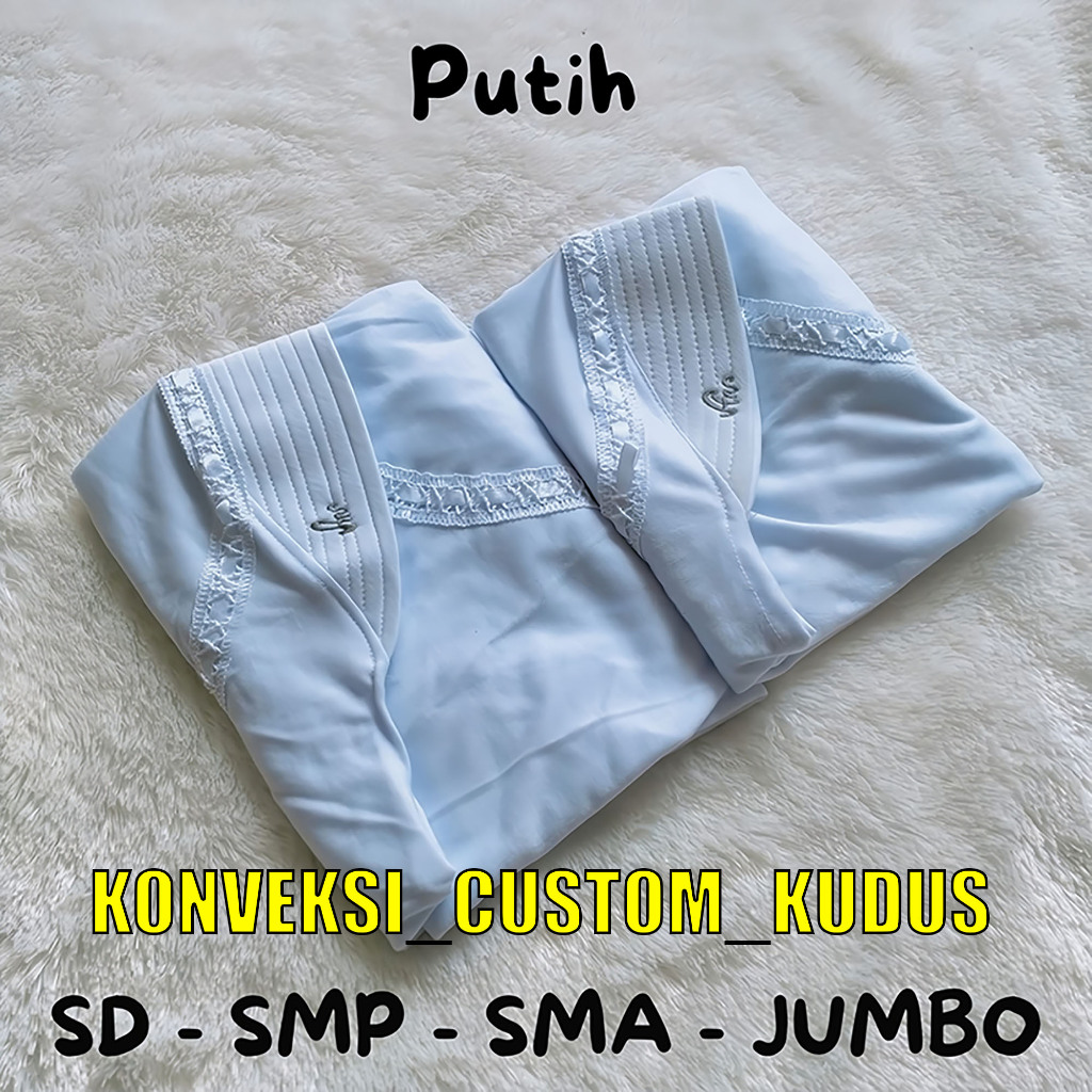 Jilbab Anak Rabbani Warna Putih / Kerudung Sekolah anak Rabbani warna Putih PAUD TK SD SMP SMA