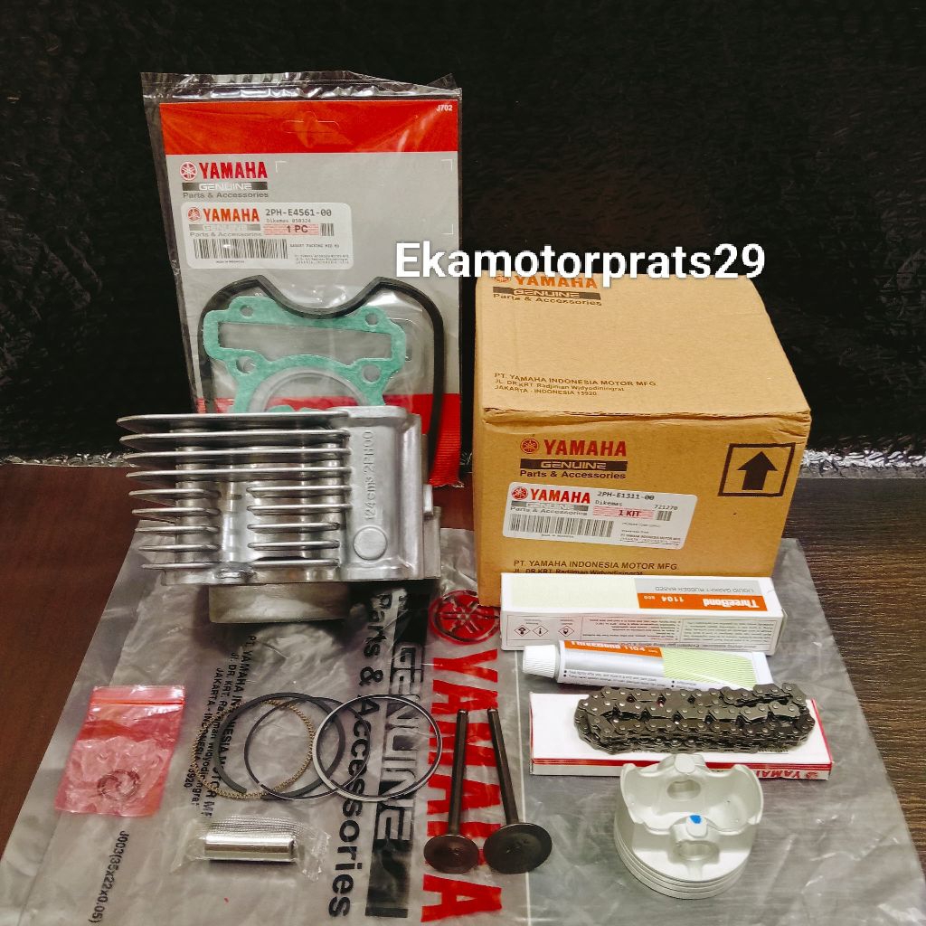 Blok Seher 2PH Cylinder isi Komplit + Rantai keteng + Klep set + Topset + Lem Yamaha Mio M3, Mio Z 1