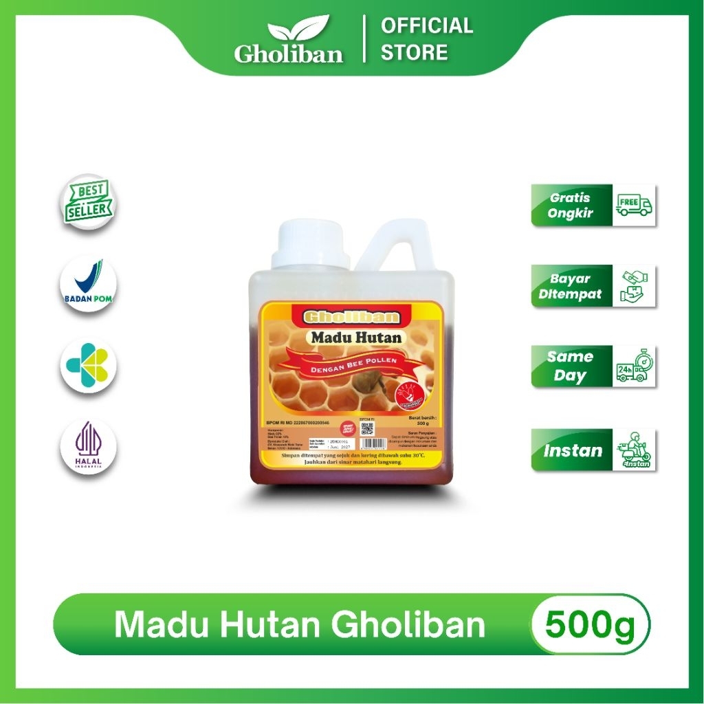 

Gholiban Madu Hutan KLM Plus Bee Pollen 500g Madu Multimanfaat