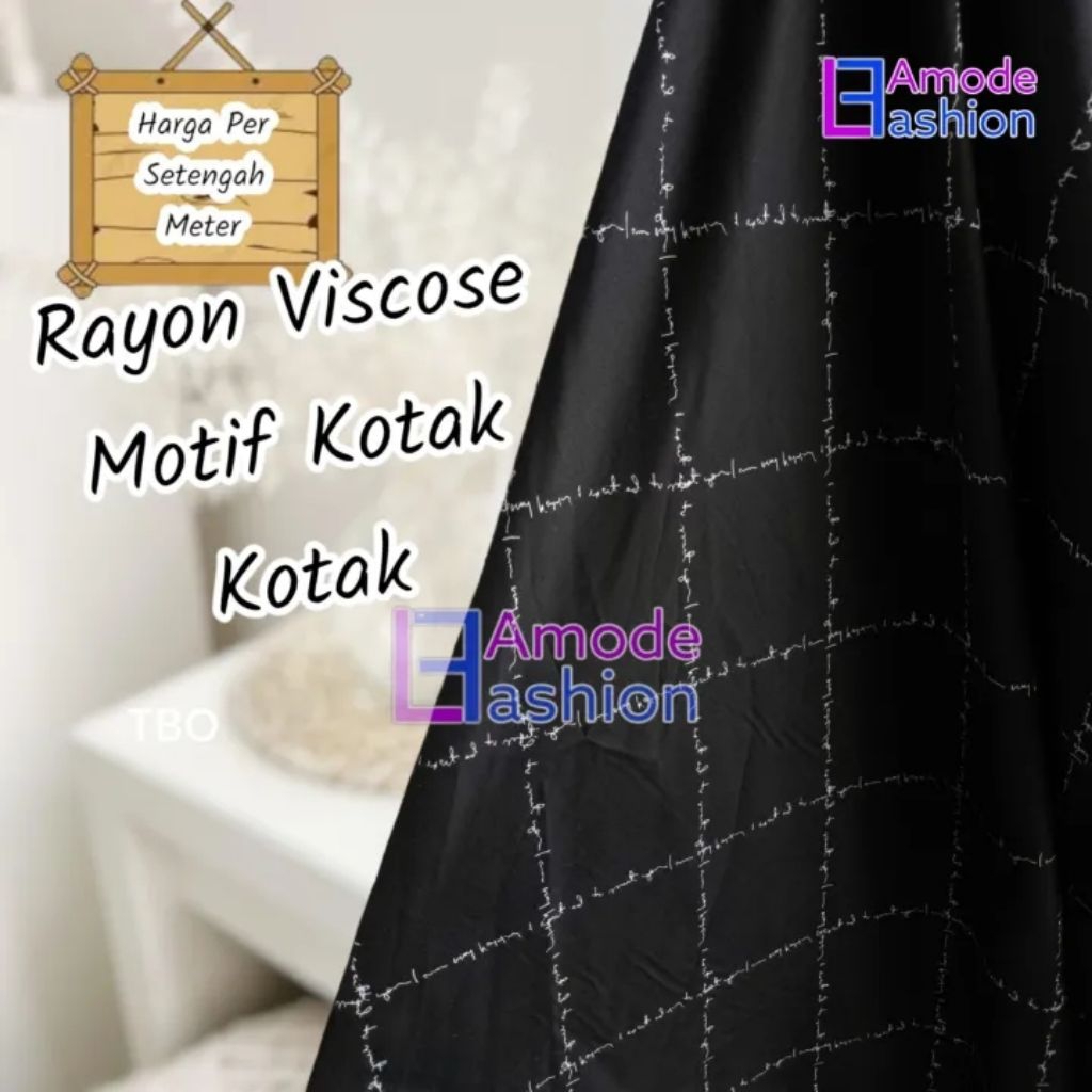 Kain Katun Rayon Viscose Premium Motif Kotak Kotak