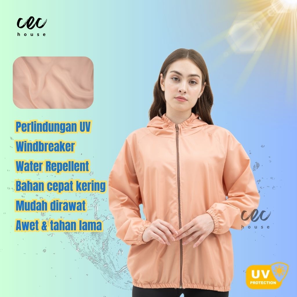 KSINIAJA.STORE JAKET OLAHRAGA PARASUT POLOS PRIA/WANITA R UNIQLO, UV PROTECTION, WINDBREAKER, SAUNA