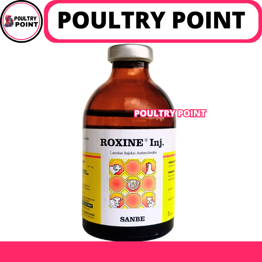 ROXINE 50ML - Obat Hewan Infeksi Pernafasan Ngorok CRD Ternak Sapi Kambing Ayam Unggas Babi