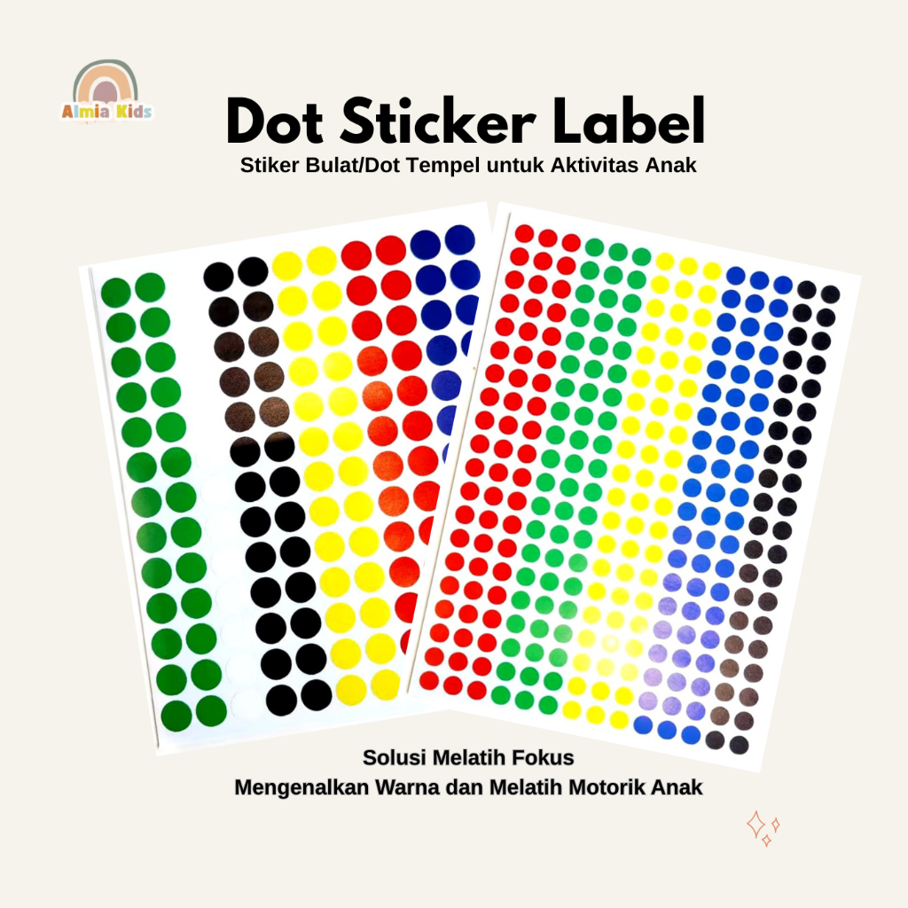 

Almia Kids - Stiker Bulat Warna - Warni Mainan Edukasi Dot Stiker Aktivitas Koding Melatih Motorik Anak