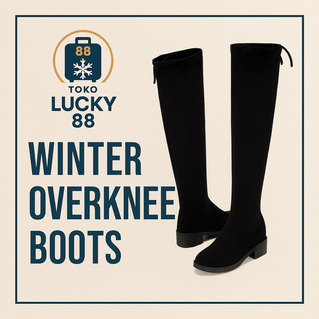 MOLLAD XQ8060 Boots Suede Long Winter Overknee Suede Black Panjang Sepaha