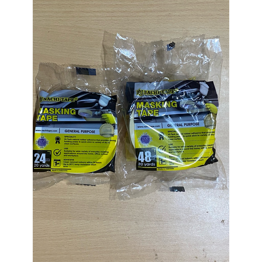 

. Masking Tape Nachi Tape 24mm & 48mm x 20 Yards | Lakban Kertas Perekat Serbaguna