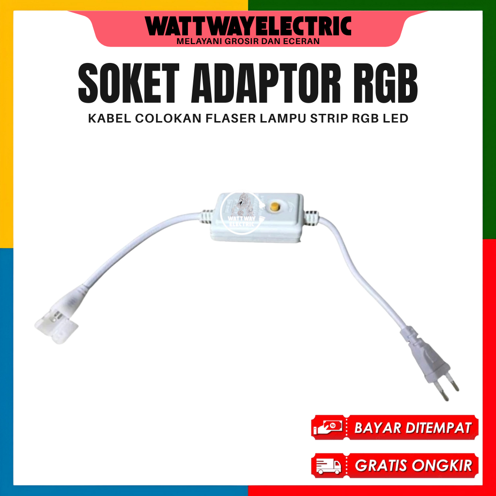 Kabel Colokan Soket Lampu Led Strip RGB 220V SMD 2835 5050 / Socket Adaptor Lampu Selang Kedip-Kedip