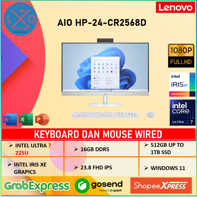 PC HP AIO 24-cr2568d Intel Core Ultra 7-255U 16GB 512GB SSD 23.8″ FHD Win 11 Home+OHS21 White
