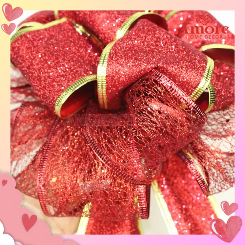 

(5 METER / ROLL) PITA NATAL GLITER KAWAT ROLL HIASAN ORNAMEN DEKORASI PARCEL JARING LEBAR 6,3 CM