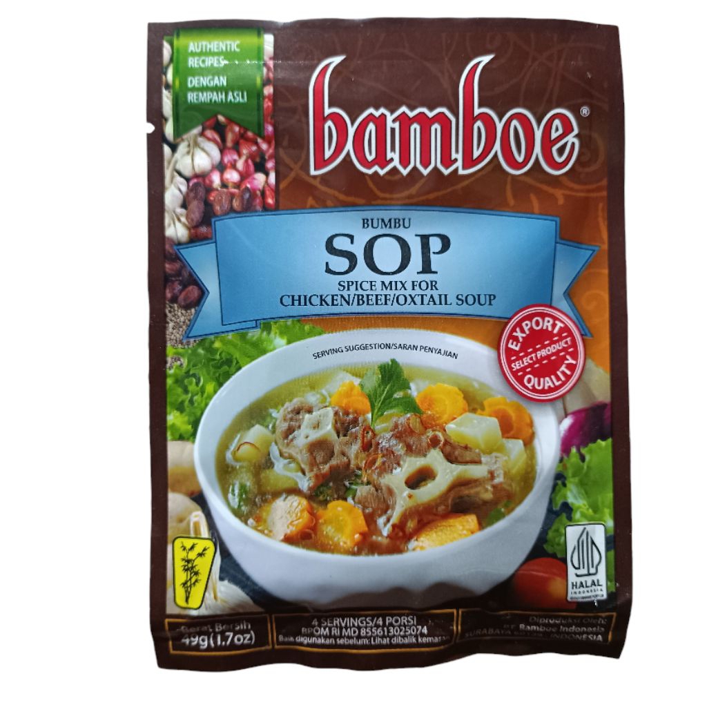 

Bumbu Instant Sop Daging Sop Ayam Sop Buntut Bamboe 49gr Bambu Bambo