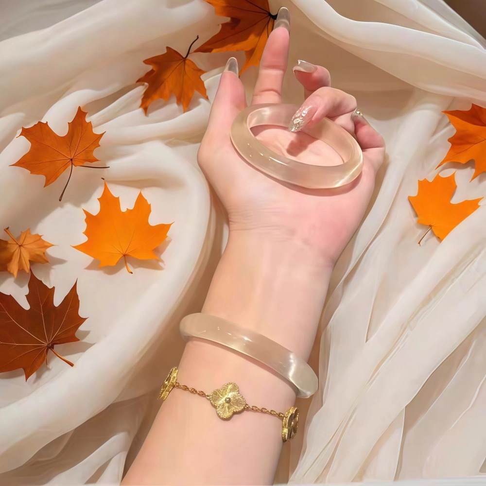 gelang tangan wanita (COD)Gelang emas sampanye cahaya bulan es putih gelang sampanye transparan gela