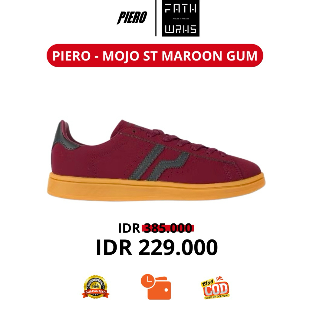 Sepatu Piero Original - Piero Mojo ST  Maroon Gum | Sepatu Pria | Sepatu Unisex