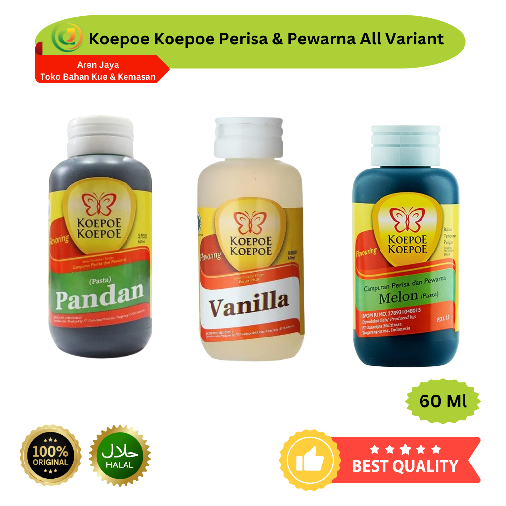 Koepoe Koepoe Pasta Perisa Pewarna Makanan Pandan Vanila Melon 60 Ml Original
