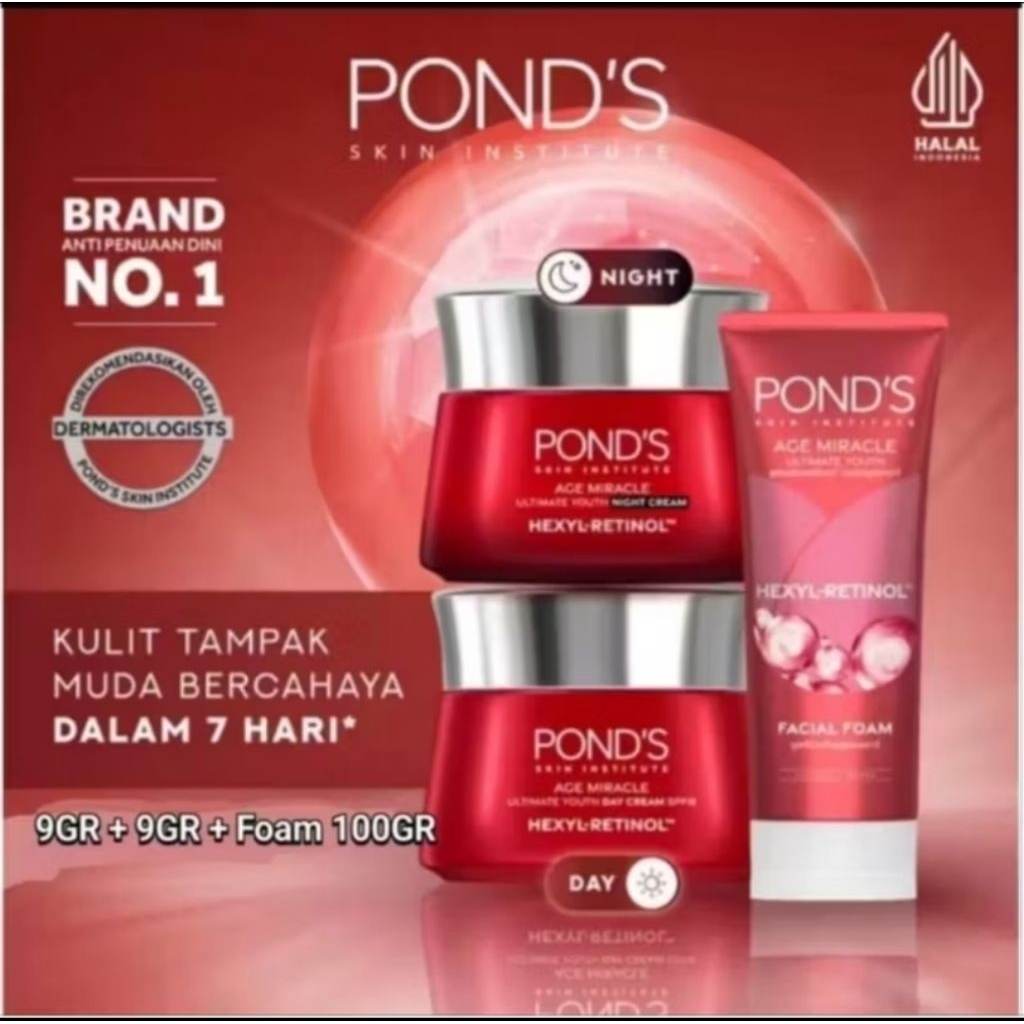 PONDS AGE MIRACLE ULTIMATE CREAM PAGI /CREAM MALAM/SERUM/FACIAL