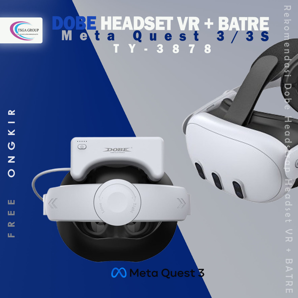 DOBE Headset VR Battery Quest 3 Headstrap Quest 3S VR Strap kepala VR Quest 3/3S PowerBank