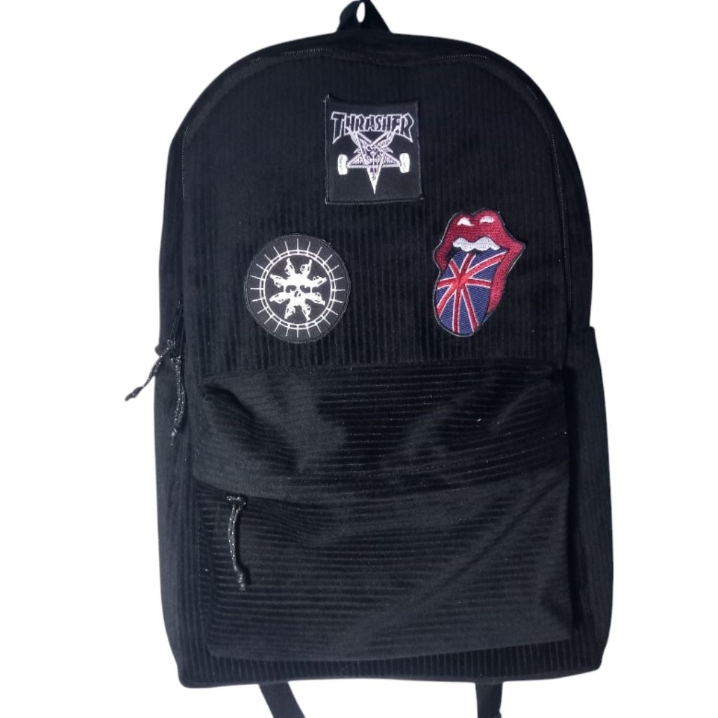 Tas Corduroy Hitam Musik/Tas Ransel Musik Burgerkill/Tas Corduroy Thrasher