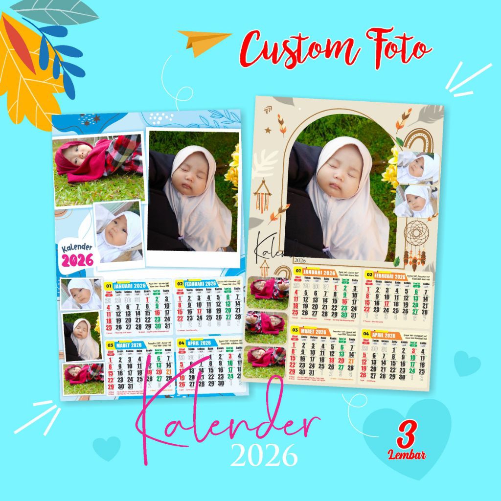 

Kalender dinding 2026 3 lembar // custom foto