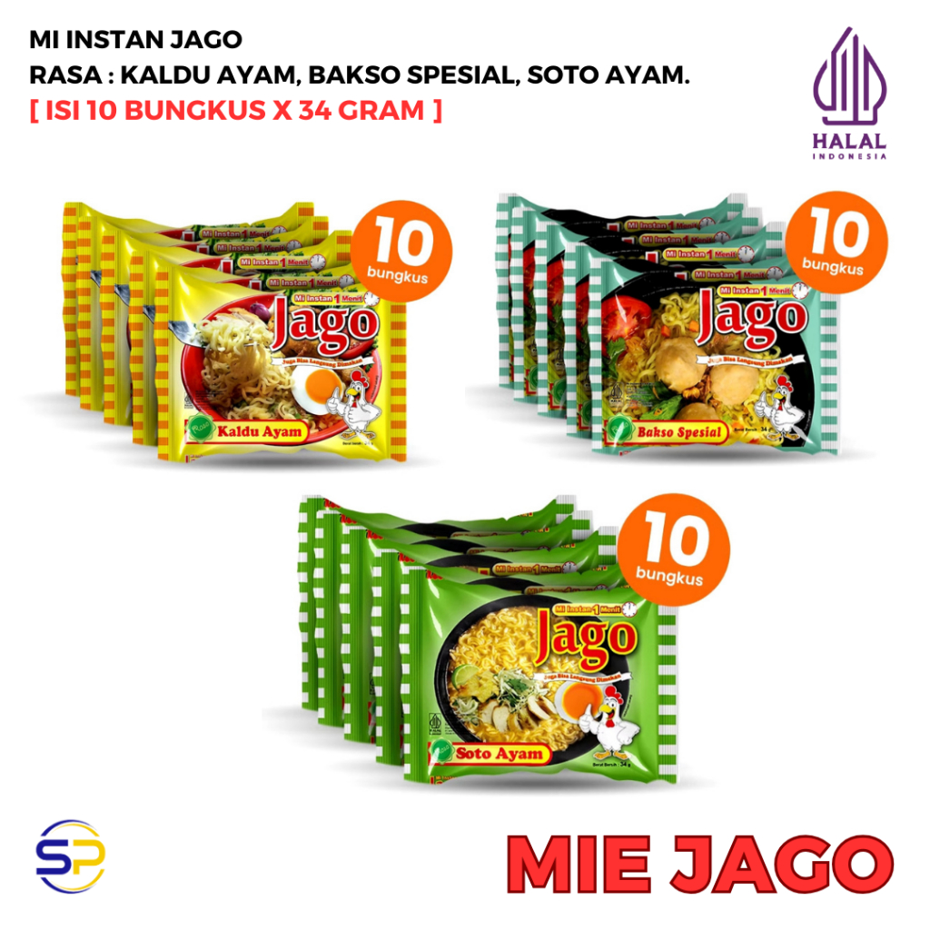 

MIE JAGO INSTAN 34 Gr Isi 10 Bgks & Dus