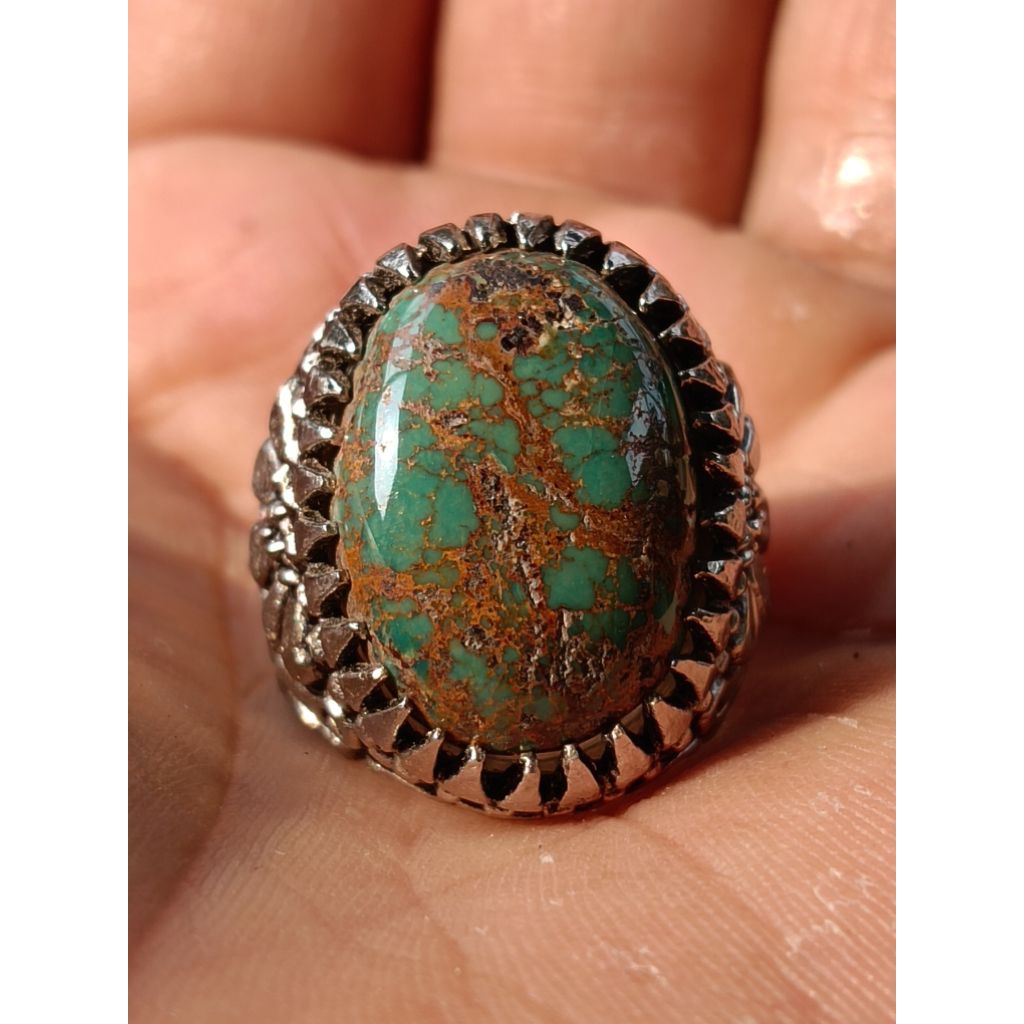 Batu Pirus Persia Hijau Daun Ceplok Kuro