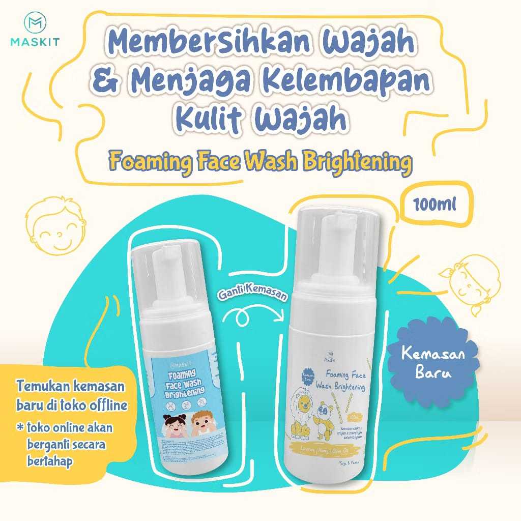 Maskit Kids & Baby Foaming Face Wash Brightening - Sabun Cuci Muka Wajah Foam Anak Bayi Mencerahkan