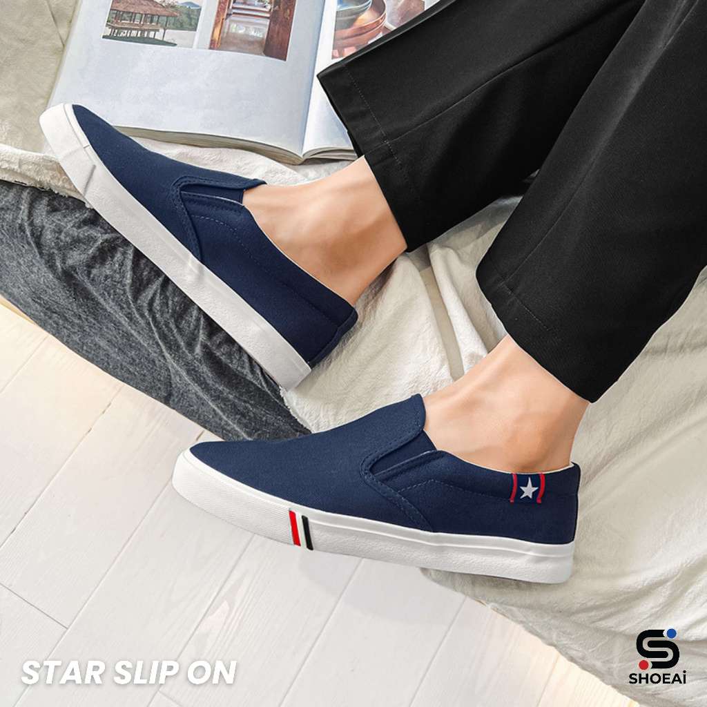 RECOMMENDED SHOEAI Star Slip On Sepatu Kasual Pria Wanita Trendy Sol Karet